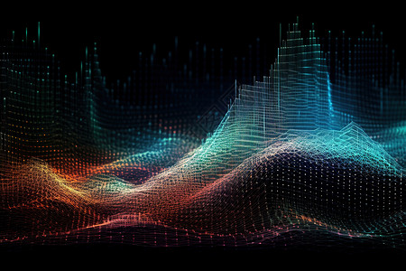 多彩粒子未来科技多彩趋势波浪粒子线条设计图片