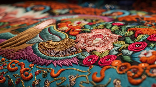 中国手艺传统刺绣插画