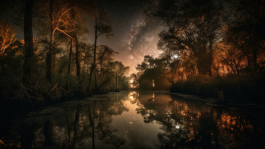 夜晚下的热带雨林图片