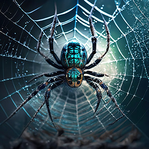 结网的蜘蛛插画