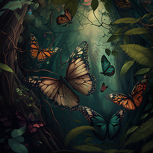 丛林里的蝴蝶背景图片