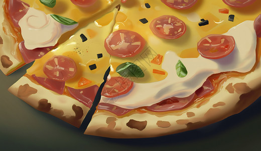 美味披萨酥脆卷边高清图片