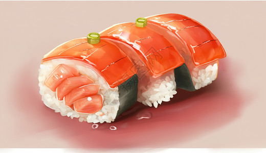 三文鱼特写美味的寿司插画