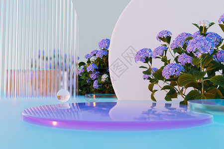 紫色绣球花春天紫色展台设计图片