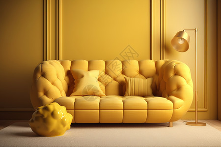黄色ins风沙发图片
