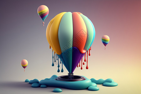 3D立体热气球高清图片