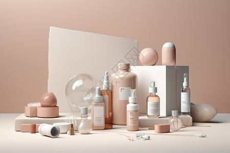 粉色化妆品产品展示高清图片素材