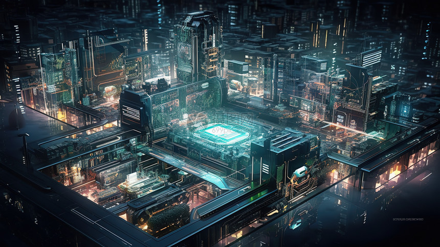 科幻芯片城市图片