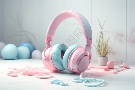 粉色耳机背景图片