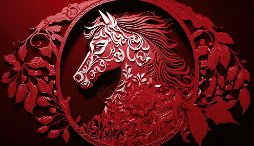 精美红马雕刻图片