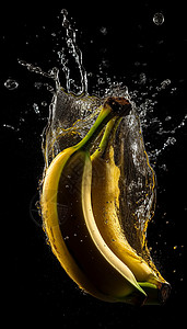 香蕉在水中的产品背景图片