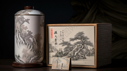 中国风水墨罐背景图片