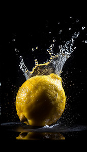 柠檬在水中的产品高清图片