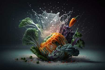 蔬菜液体飞溅创意图片
