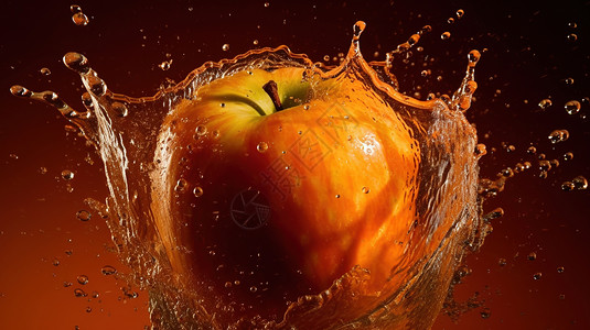 苹果液体飞溅创意图片