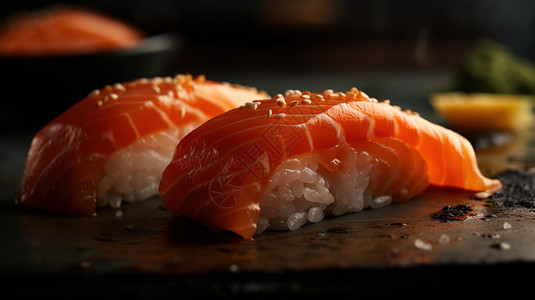 美味寿司鲭鱼肉丝卷高清图片
