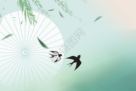 清新中式春天背景背景图片