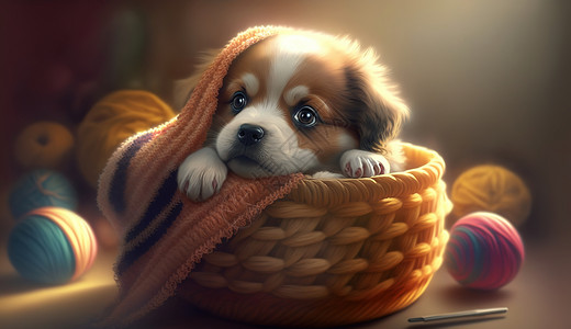 篮子里的小狗图片
