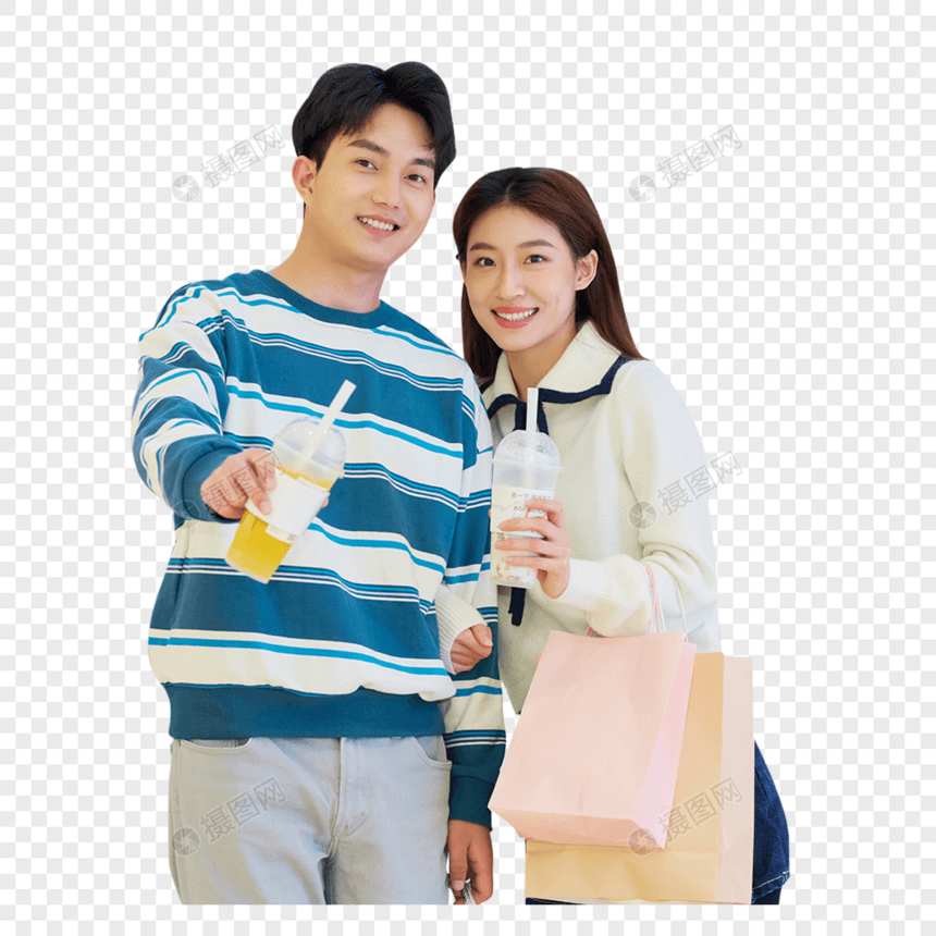 情侣逛街购物图片