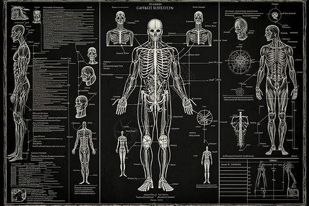创意人体骨骼图智慧高清图片素材