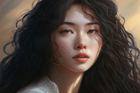 美少女油画背景图片