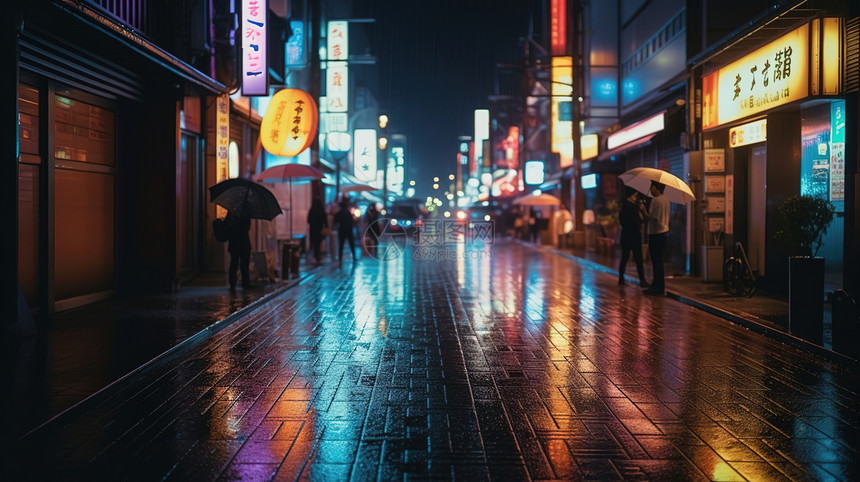 雨中街道图片