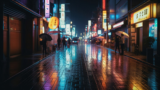 雨中街道背景图片