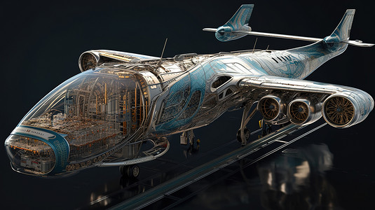 机械飞机模型背景图片