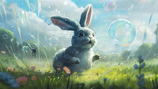 兔子油画背景图片