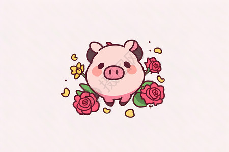 彩色可爱花朵猪猪图片素材