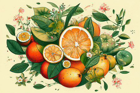 橙子手绘图片