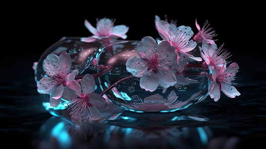 樱花与水珠背景图片