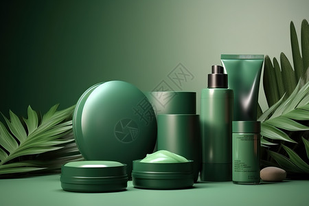 绿色高级护肤品背景图片