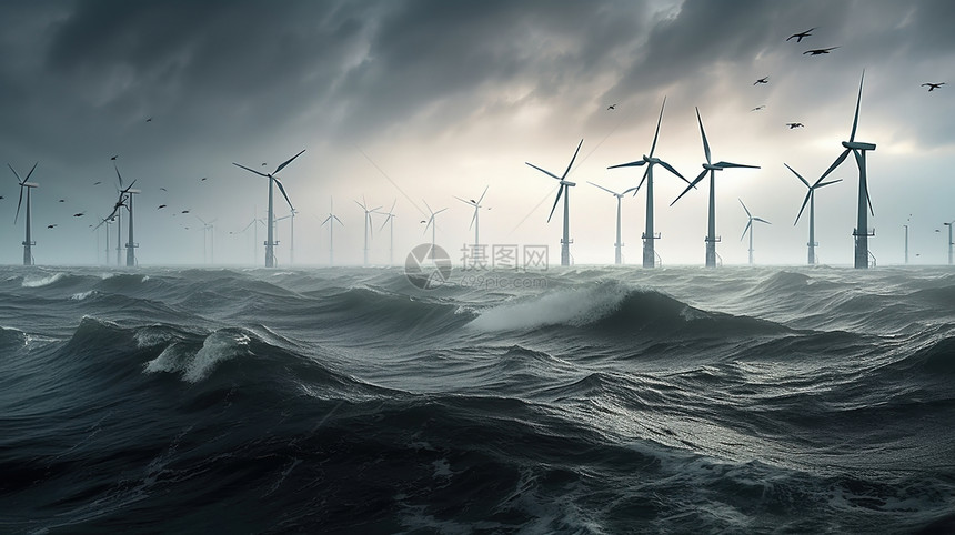 海上风力发电场景图片