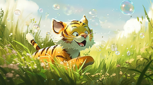 可爱老虎插画背景图片