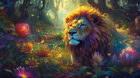 林中狮子背景图片
