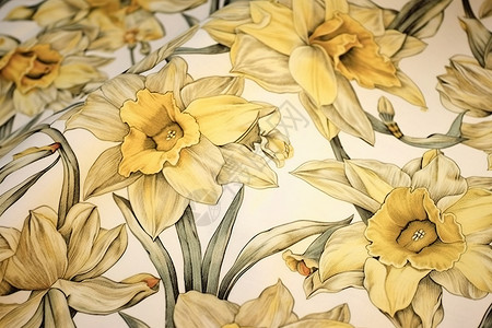 彩铅水仙花背景图片