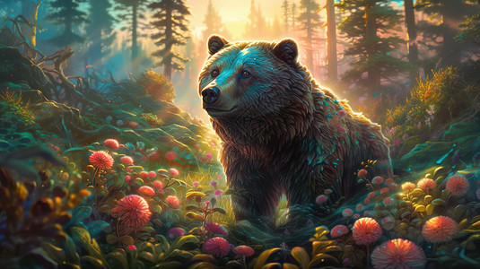 梦幻丛林的熊熊背景图片
