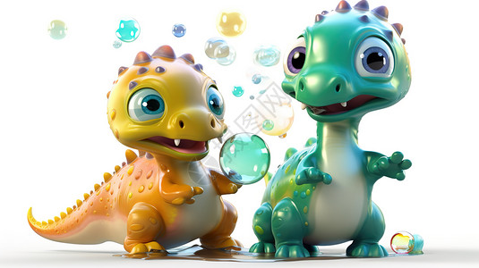 3D开心玩耍的恐龙图片