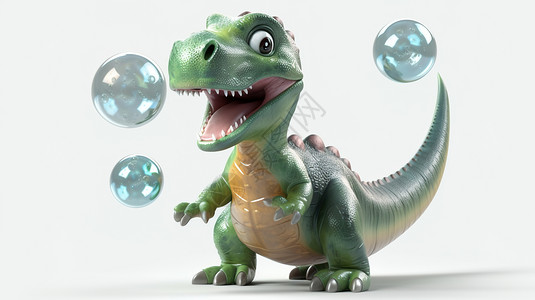 恐龙3d3D可爱恐龙模型插画