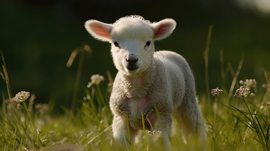 可爱的卡通动物可爱小羊背景