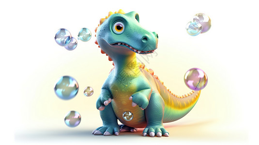 3D彩色萌宠恐龙高清图片