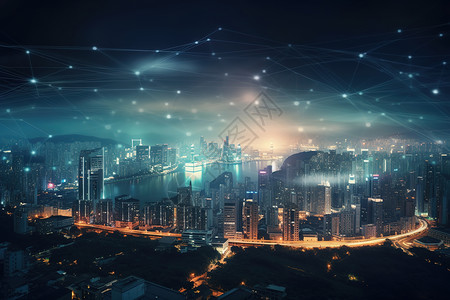 科技线城市背景图片