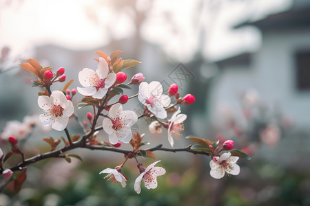 粉色燕子春天盛开的桃花背景