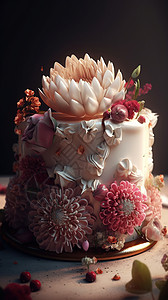 鲜花甜品花朵蛋糕插画