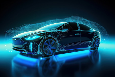 蓝色科技感汽车背景背景图片