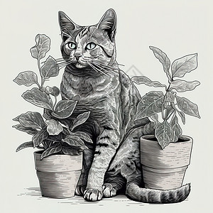 素描猫咪图片