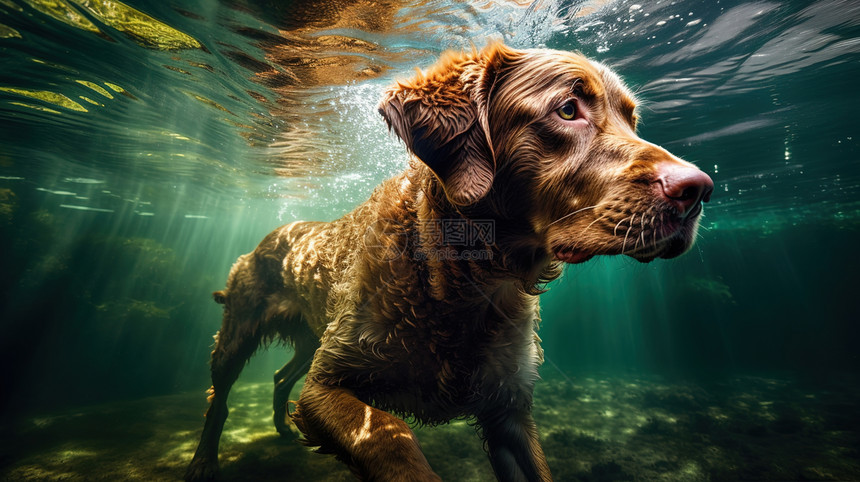 游泳小狗游泳图片