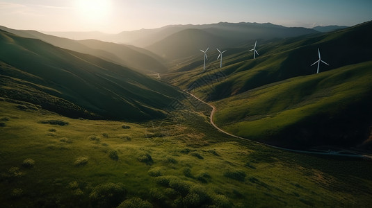 山林新能源环保风力发电图片