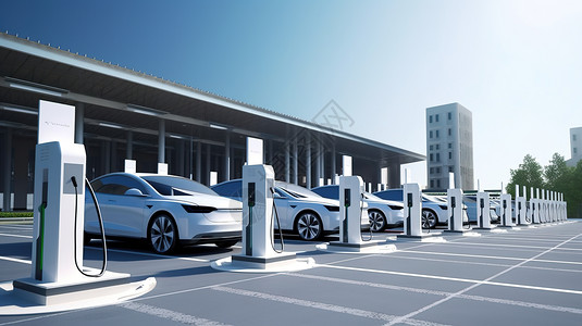 新能源汽车充电站新能源汽车插画